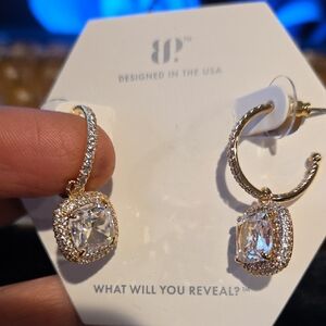 Elegant Gold and CZ Hoop Earrings